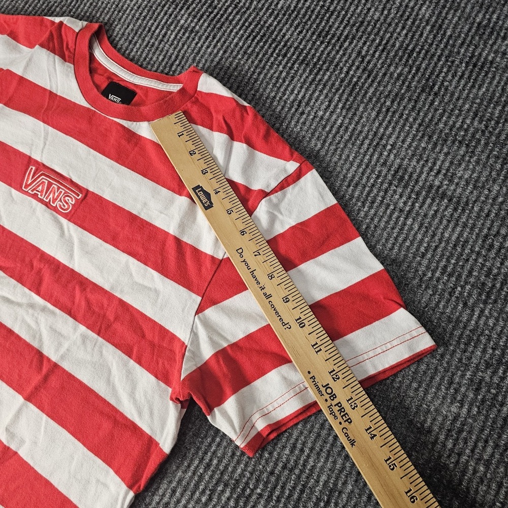 Vans Shirt Mens Large Red White Striped Graphic Skateboard Tee - Picture 4 of 10